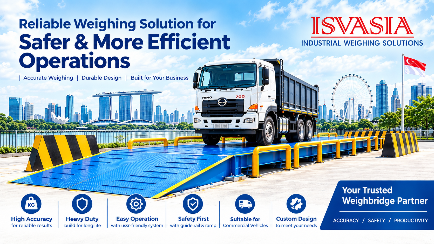 ISVASIA commercial weighbridge with truck - reliable weighing solutions in Singapore